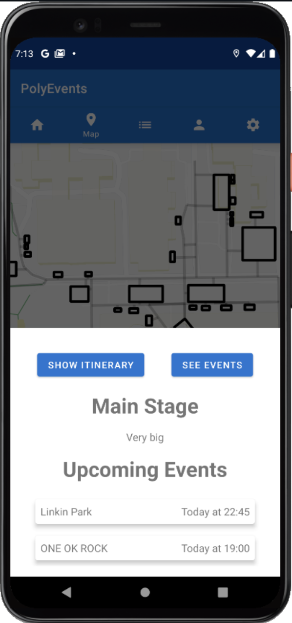 Event list for a stage