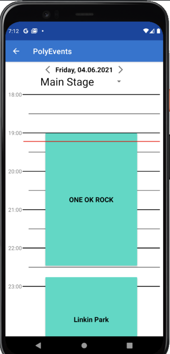 Timeline schedule for a stage